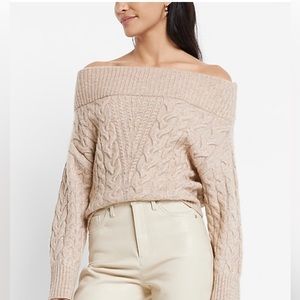 🤩Express - Off the shoulder cable knit sweater- Nude
